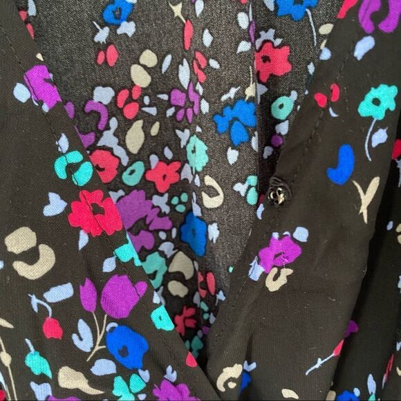 Forever 21 Women’s Long Sleeve Small Floral Black Colorful Romper - Picture 3 of 5